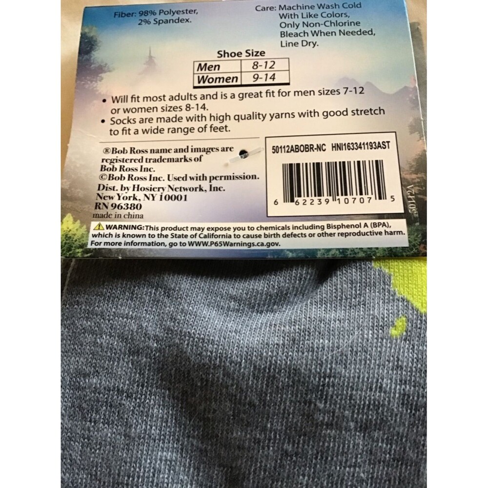 NWT Bob Ross Happy Little Accidents Crew Socks Novelty Art The Joy of Painting - Picture 4 of 4